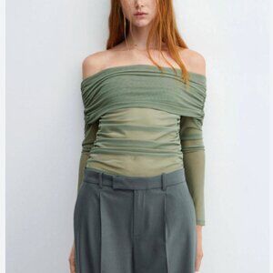 NWT Mango off-the-shoulder tulle t-shirt | Size S